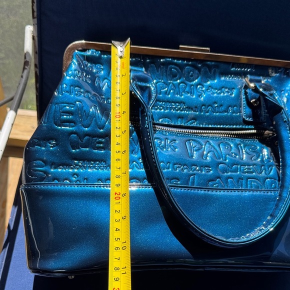 Louis Vuitton Shiny Blue Embossed Satchel - Picture 8 of 9